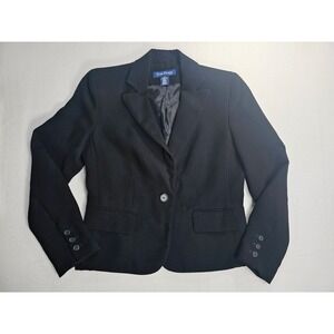 Evan Picone Petite Black Button Front Blazer Womens Size‎ 6P